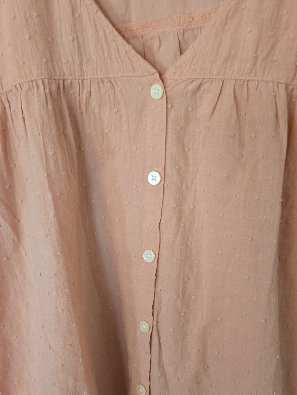 Madewell | Peach Swiss Dot V-Neck Blouse Size Small - Picture 7 of 9